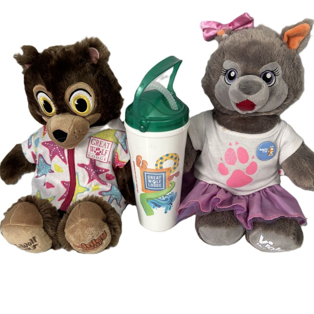 Great Wolf Lodge BAB Build a Bear Lot + Straw Tumbler Brinley Violet Outfits